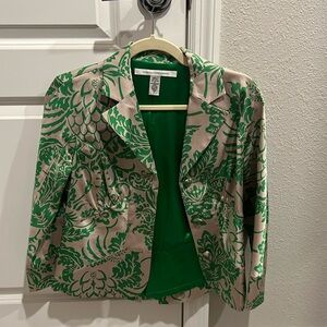 Pink with green floral pattern Diane vonFurstenberg blazer size 8.
